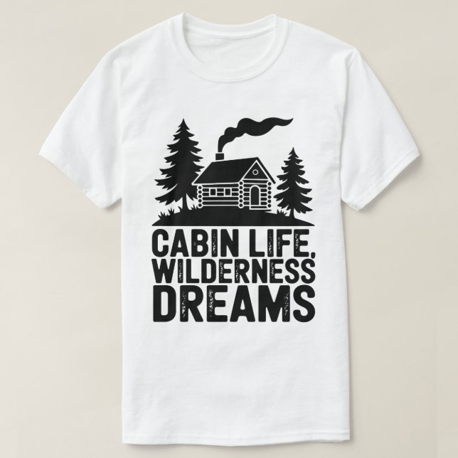 Cozy Log Cabin in the Forest Silhouette T-Shirt (Design Front)