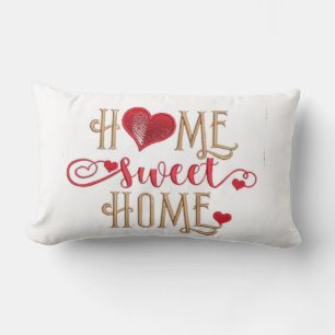 Cozy Love:Home Design Embroidery Heart  Lumbar Pillow