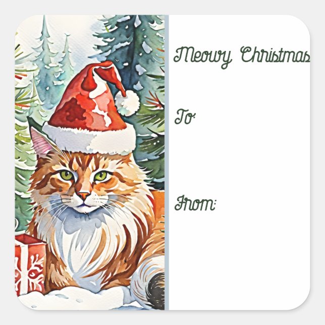Cozy Maine Coon Christmas Gift Tag (Front)