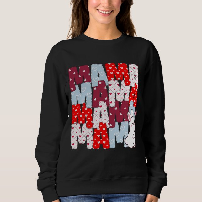 Cozy "MAMA" Bunny Stack Sweatshirt for Moms (Front)