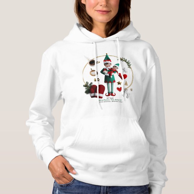 Cozy Mama Papa Baby Elf Team Pullover Hoodie  (Front)