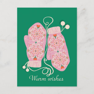 Cozy mandalas mittens  postcard