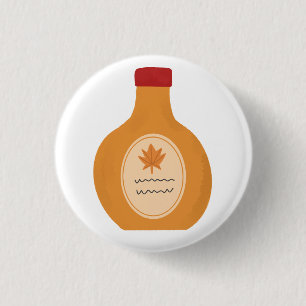 Cozy Maple Syrup Bottle Fall Breakfast Gift 1 Inch Round Button