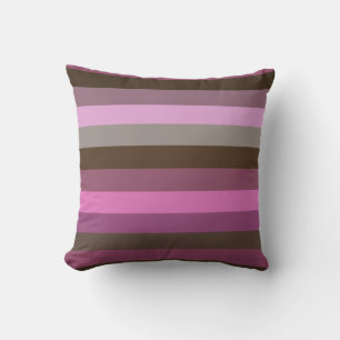 Cozy Mauve & Chocolate Retro Stripe Pattern Throw Pillow
