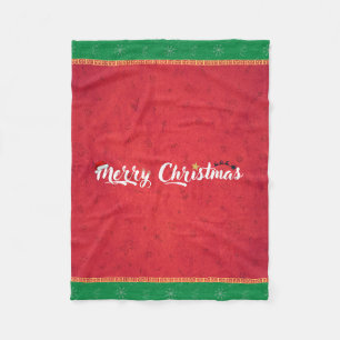 Cozy Merry Christmas Fleece Blanket – Red & Green