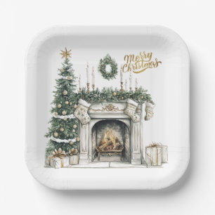 Cozy Merry Christmas Paper Plate Winter Window
