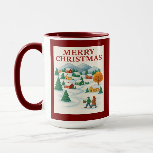 Cozy Merry Christmas Winter Village Mug (Gauche)