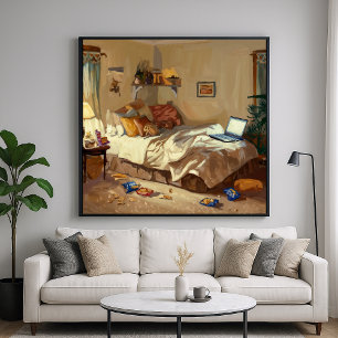 Cozy Mess Bedroom - Painterly Style Indoor Art Poster
