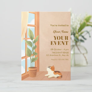 Cozy minimalist cat home invitation
