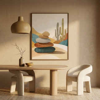 Cozy Minimalist Desert Cairn For Modern Interiors Poster