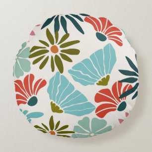 Cozy Modern Floral Round Pillow