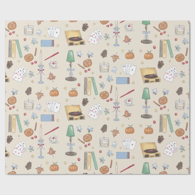 Cozy Moody Autumn Weekend Wrapping Paper (Flat)