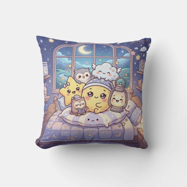 Cozy Moon Star Friends Pillow (Front)