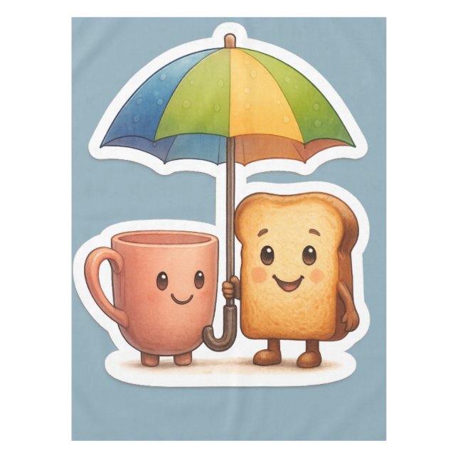 Cozy Morning Duo ☕🍞 Tablecloth (Front)