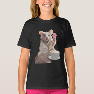 Cozy Morning Mouse – Cute Animal Art with Coffee T-Shirt