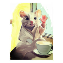 Cozy Morning Mouse Poster – Cute Animal Art