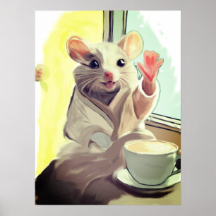 Cozy Morning Mouse Poster – Cute Animal Art 