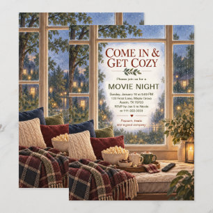 Cozy Movie Night Gathering with Friends Invitation