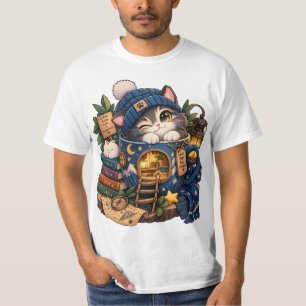Cozy Mug Cat Cottage – Whimsical Coffee Lover T-S T-Shirt