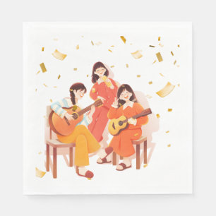 Cozy Music & Friends Illustrated Party Napkins