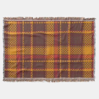 Cozy Mustard Yellow and Rust Tartan Design Throw Blanket