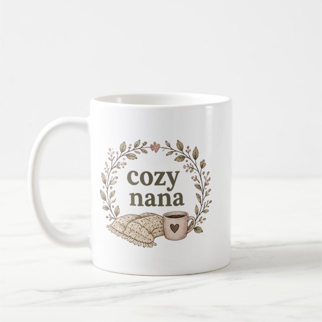 Cozy Nana's Kitchen Boho Floral Design | Cute Gift Coffee Mug (Left)