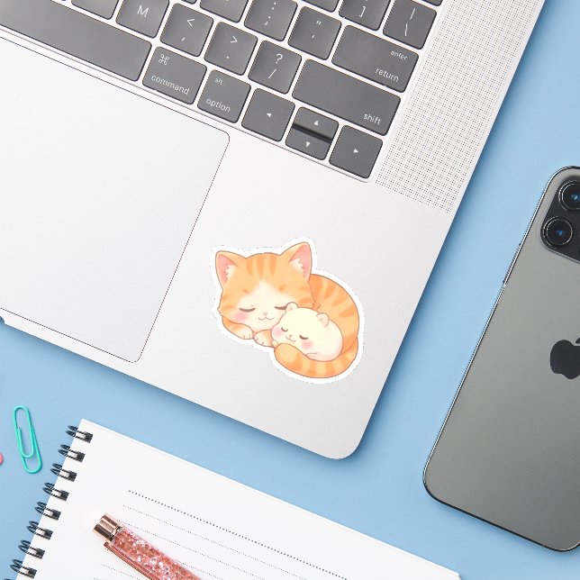 Cozy Naptime: Sleeping Cat & Hamster (Laptop w/ iPhone)