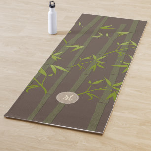 Cozy Natural Zen Bamboo Earthy Custom Monogram Yoga Mat