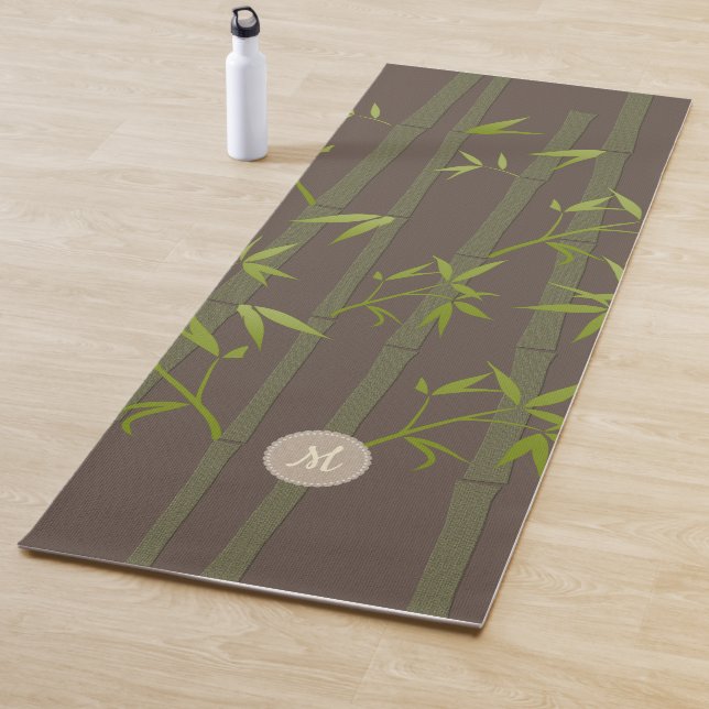 Cozy Natural Zen Bamboo Earthy Custom Monogram Yoga Mat (In Situ)