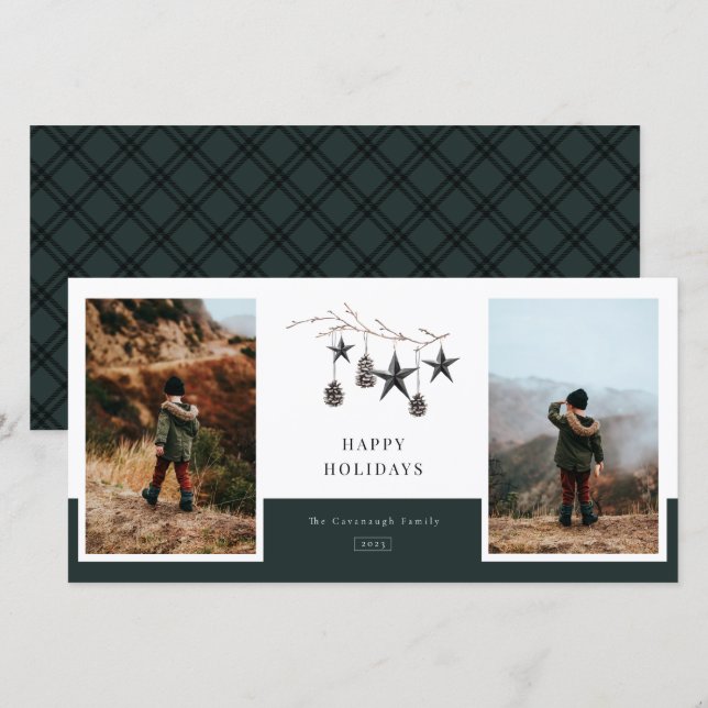 Cozy Nature 2 Photo Family Holiday Card (Front/Back)