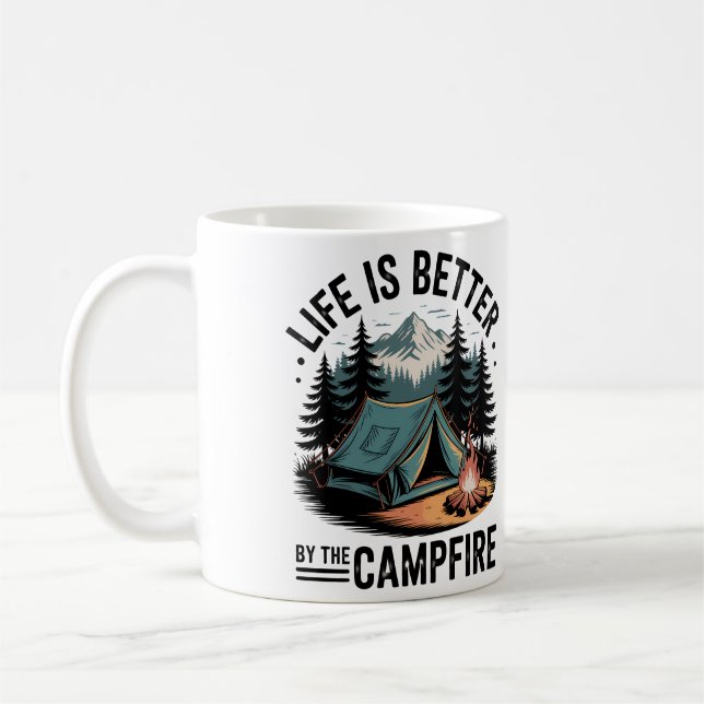 Cozy Nature Adventure Camping Campfire Mountain  Coffee Mug (Left)