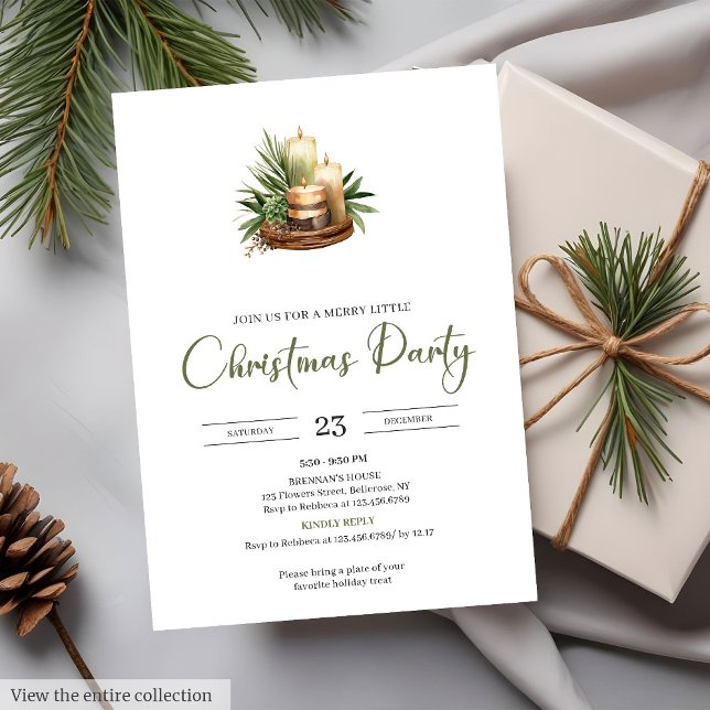 Cozy Neutral Earthy Rustic Minimalist Christmas   Invitation (Cozy Neutral Earthy Rustic Minimalist Christmas Party Invite)