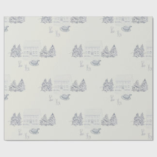 Cozy New England Christmas Home Wrapping Paper