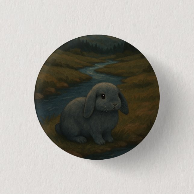 Cozy Night Bunny 1 Inch Round Button (Front)