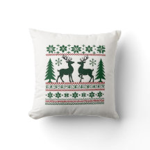 Cozy Nordic Christmas Reindeer Pillow