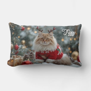 Cozy Norwegian Forest Cat Christmas Personalized   Lumbar Pillow