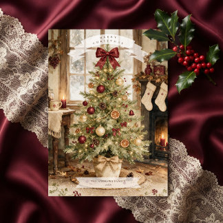 Cozy Nostalgic  Home Christmas Tree Greeting TMF26 Holiday Card