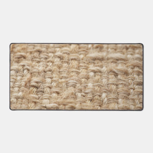 Cozy Oatmeal Woven Linen Texture Scandinavian Hygg Desk Mat