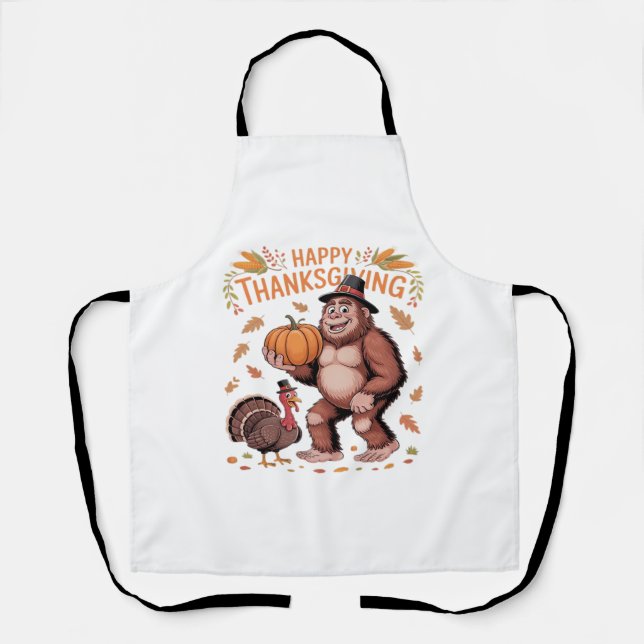 Cozy October Autumn Pumpkins Oversized T-Shirt Apron (Front)