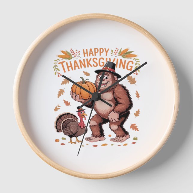 Cozy October Autumn Pumpkins Oversized T-Shirt Clock (Front)