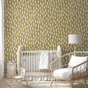 Cozy Olive Green and Beige Blocks Pattern Room Wallpaper