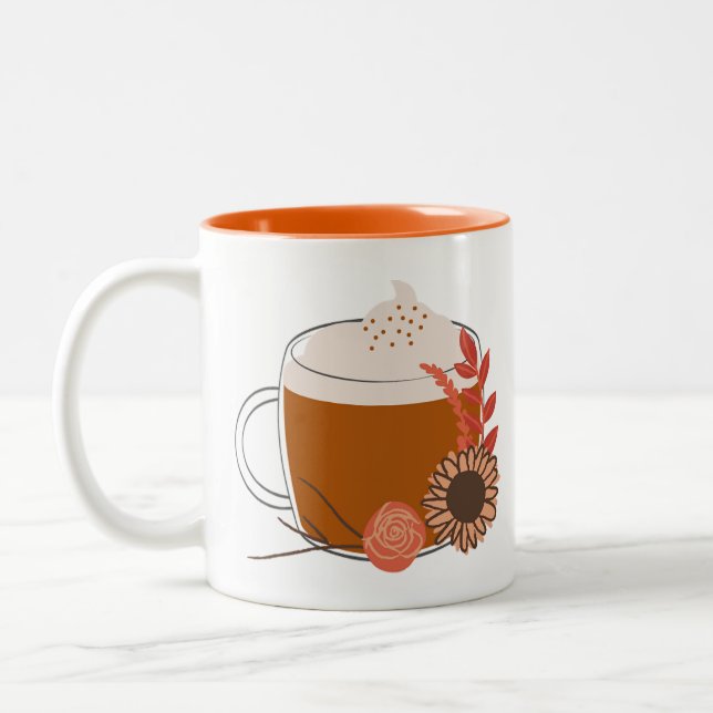 Cozy Orange Fall Coffee Mug - Thanksgiving Autumn  (Left)