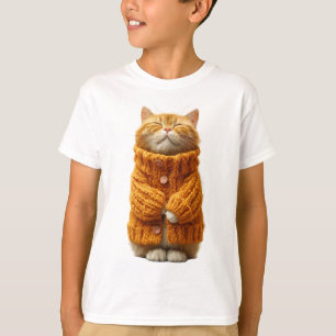 Cozy Orange Tabby Cat in Knitted Sweater Kids