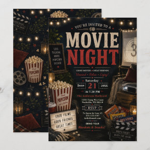 Cozy Outdoor Movie Night Invitation