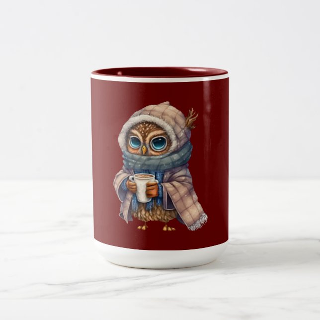 Cozy Owl Coffee Two-Tone Coffee Mug (Center)