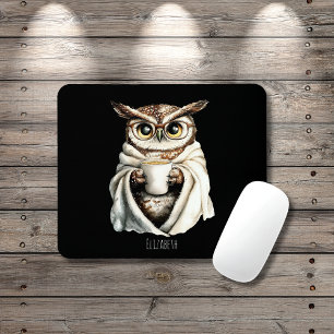 Cozy Owl with Coffee Mug Mouse Pad