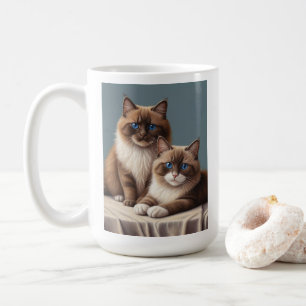 Cozy Pair of Ragdoll Cats Fluffy Pet Art  Coffee Mug