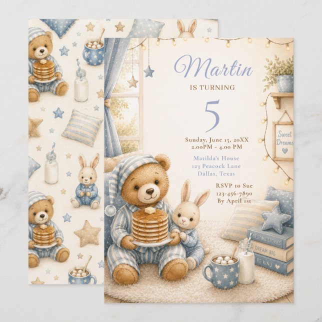 Cozy Pajama Birthday Invitation (Front/Back)