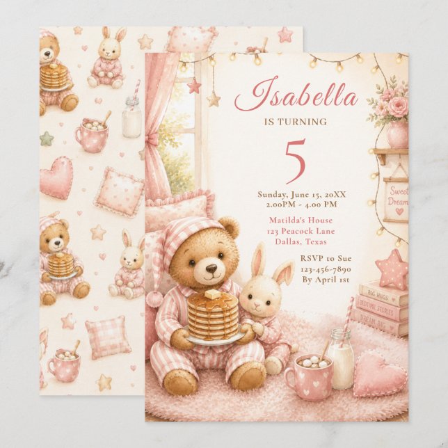 Cozy Pajama Birthday Invitation (Front/Back)