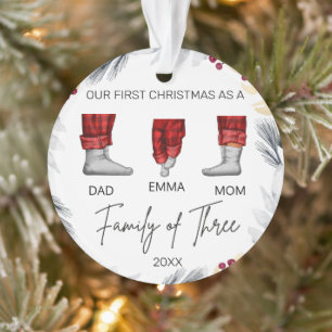 Cozy Pajama Our First Christmas Family of Three Ornament